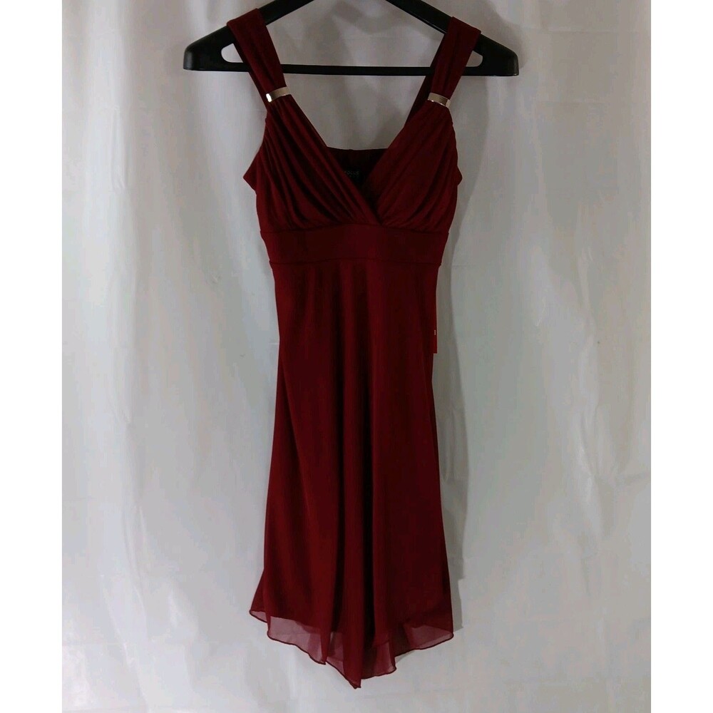 Enfocus Studio Dress Women's Size 8 Burgundy Sheer Lined New With Tags
